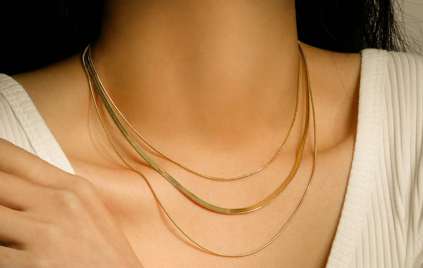 Luxe Triple Stacking Snake Chain Necklace