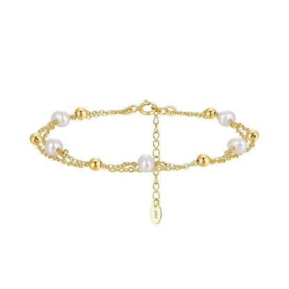 Golden Pearl Charm Bracelet